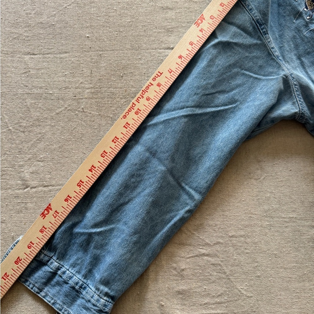 Vintage Christmas Denim Button-Up Shirt with Embroidery - Picture 7 of 9